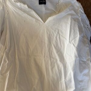 Lane Bryant White Cotton Top with Label Detail
